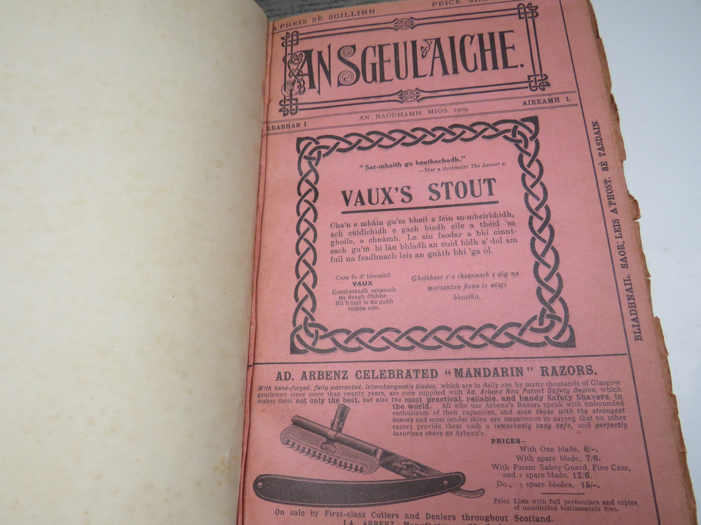 An Sgeulaiche 1909 Antique Scottish Gaelic Book