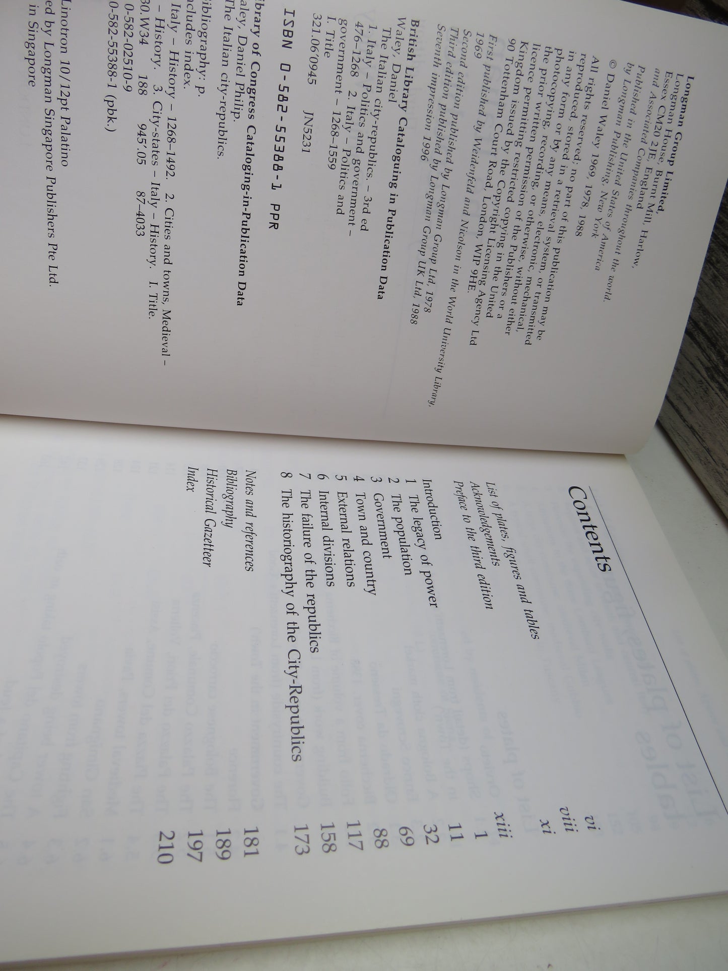 The Italian City-Republics 3rd Edition By Daniel Waley 1988