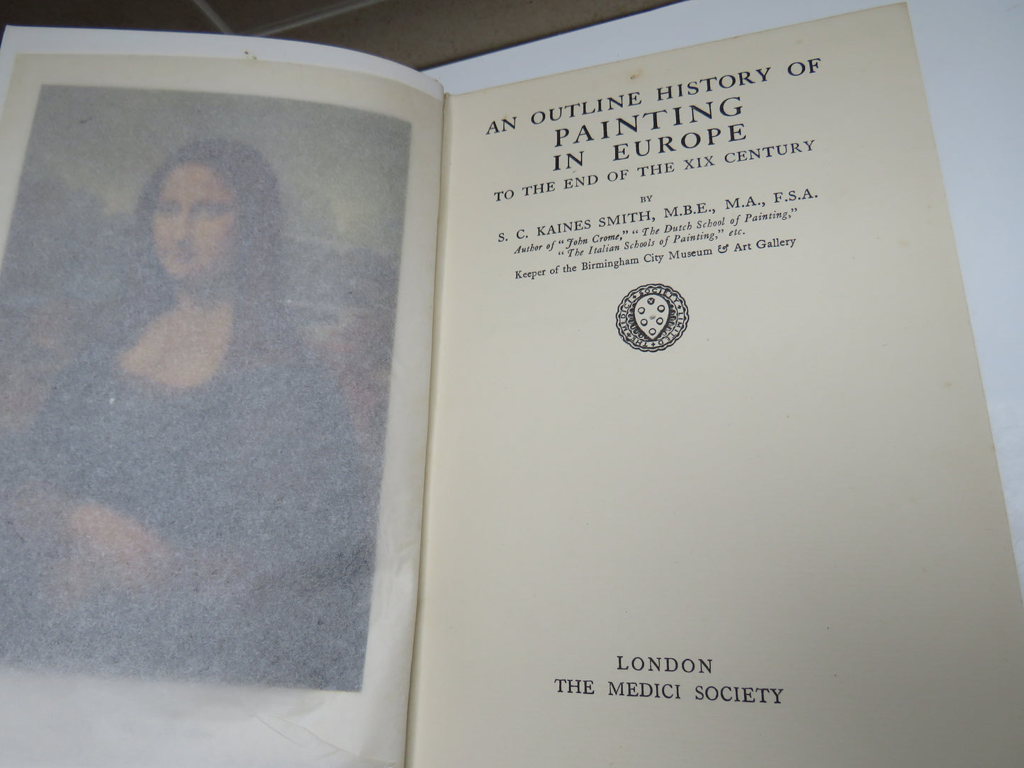 An Outline History of Painting In Europe To The End Of The XIX Century By S.C. Kaines Smith 1930
