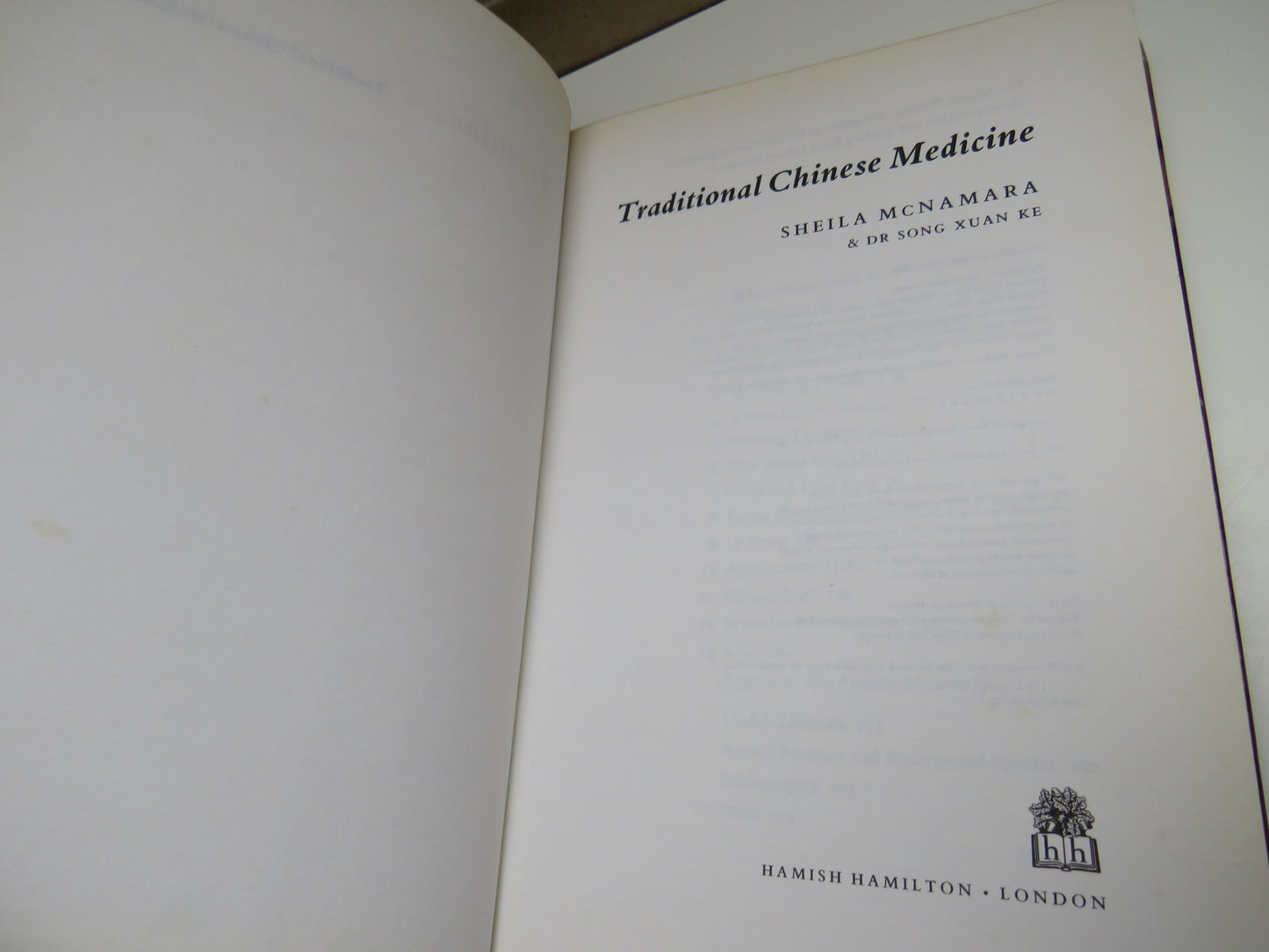 Traditional Chinese Medicine By Sheila McNamara & Dr Song Xuan Ke 1995