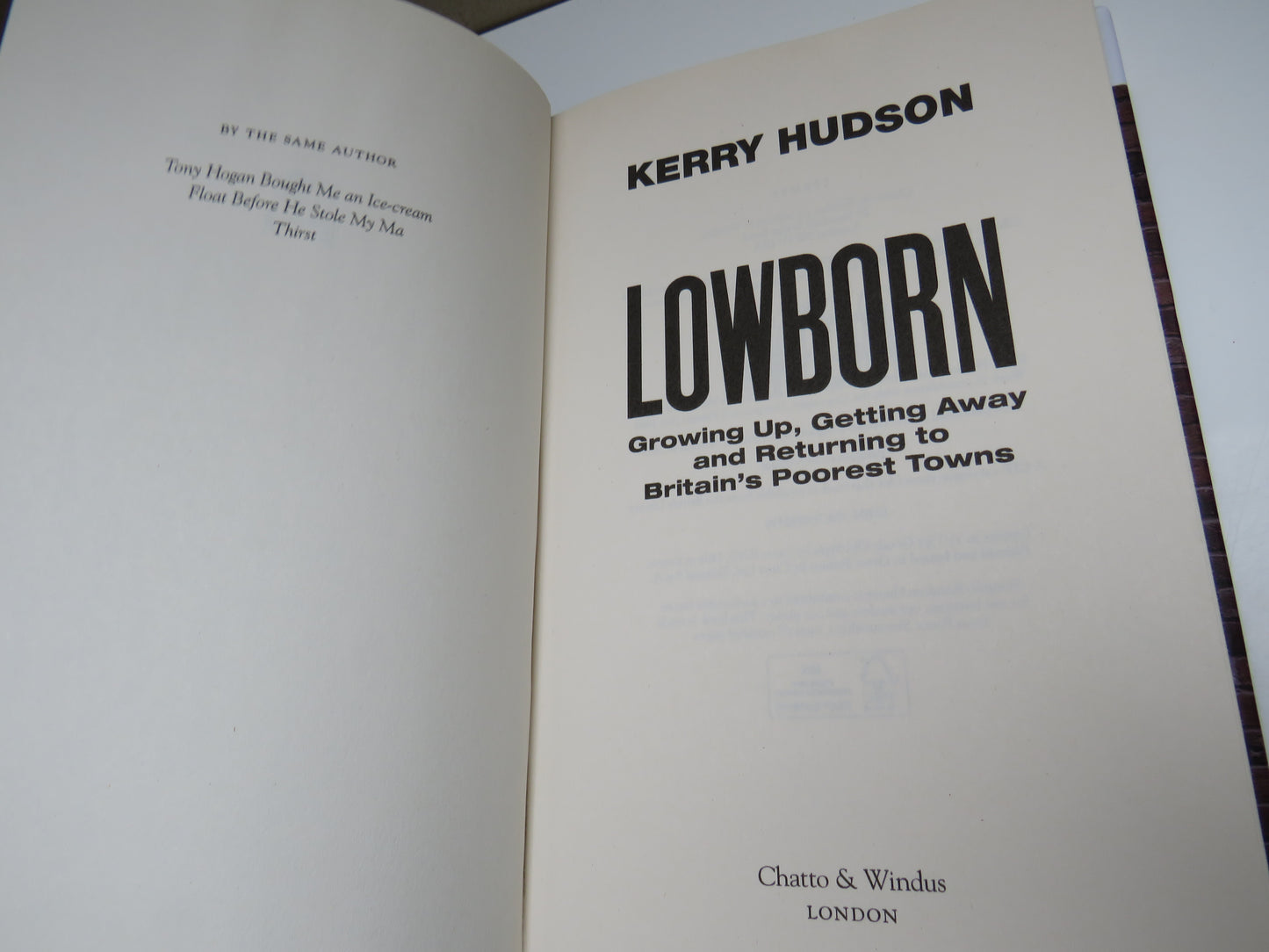 Lowborn Growing Up, Getting Away and Returning To Britain's Poorest Towns By Kerry Hudson 2019
