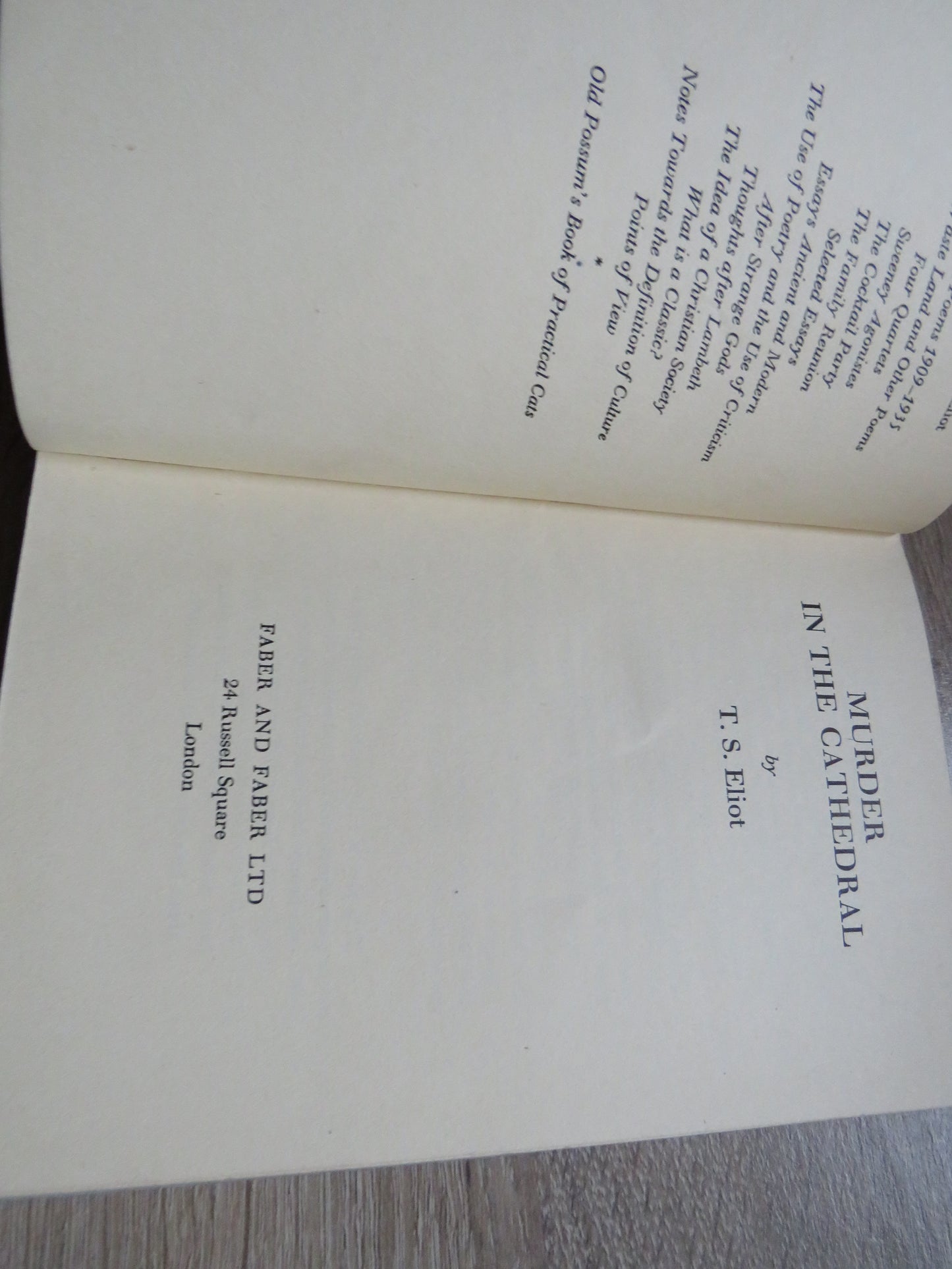 Murder In The Cathedral By T.S. Eliot 1948