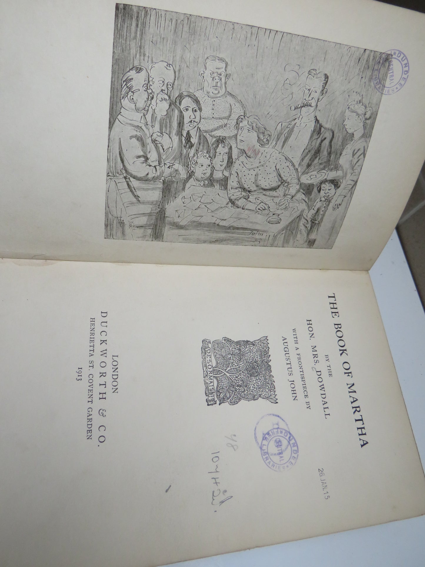The Book of Martha By The Hon. Mrs Dowdall With A Frontispiece By Augustus John 1913