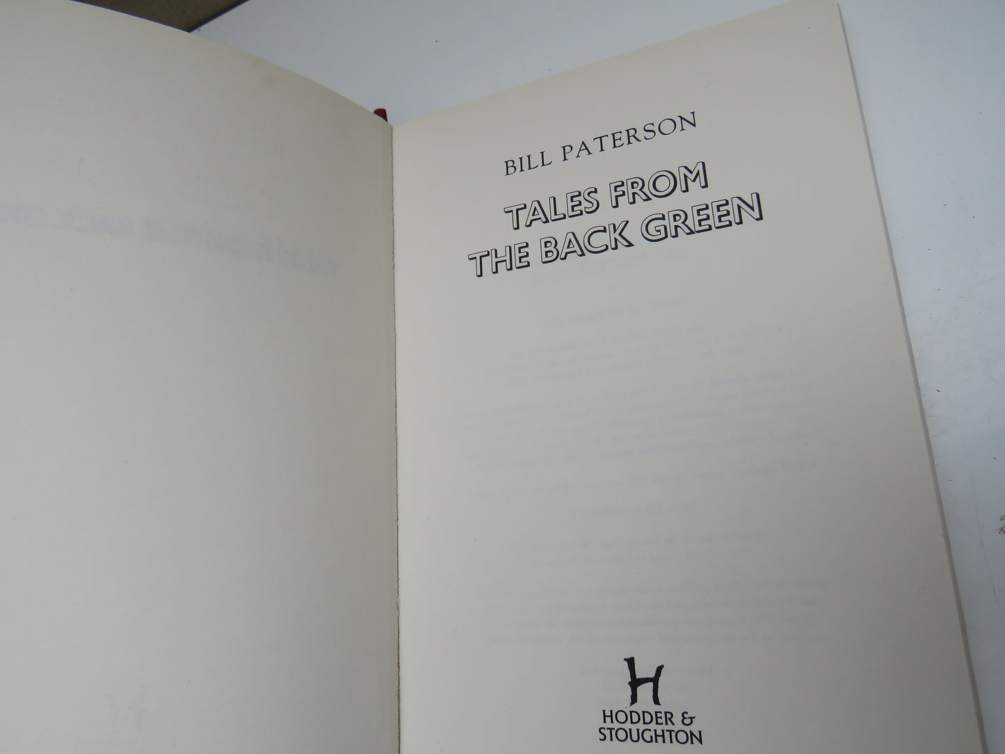 Tales From The Back Green By Bill Paterson 2008
