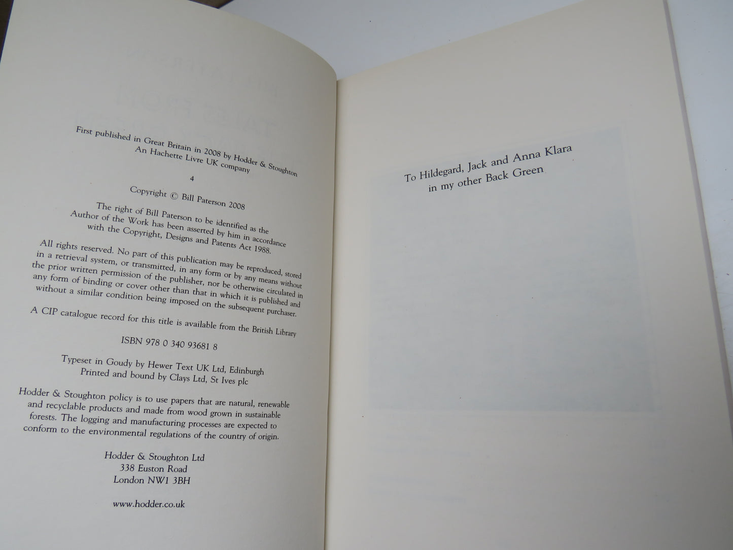 Tales From The Back Green By Bill Paterson 2008