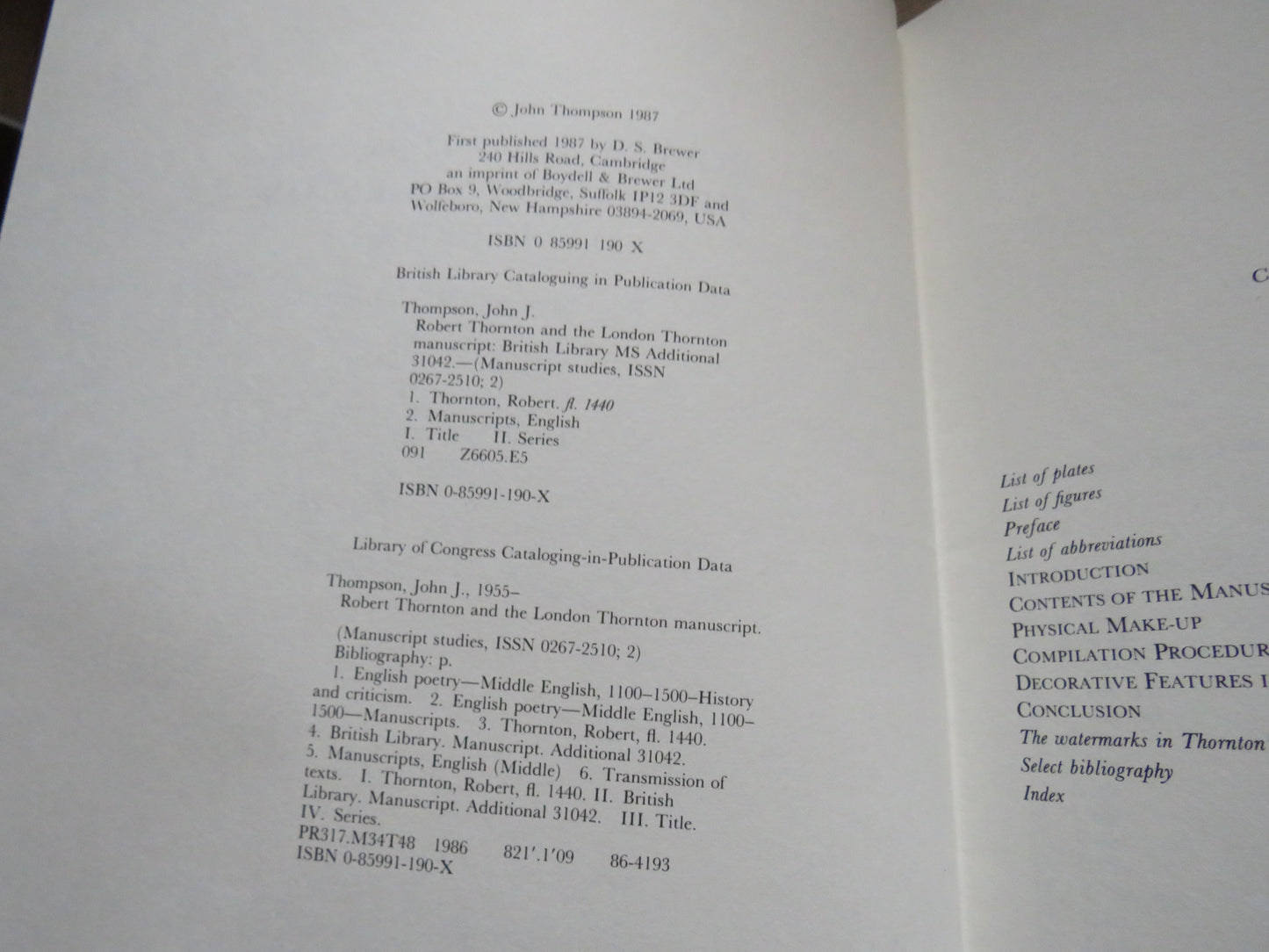 Robert Thornton and The London Thornton Manuscript British Library MS Additional 31042 By John J. Thompson 1987
