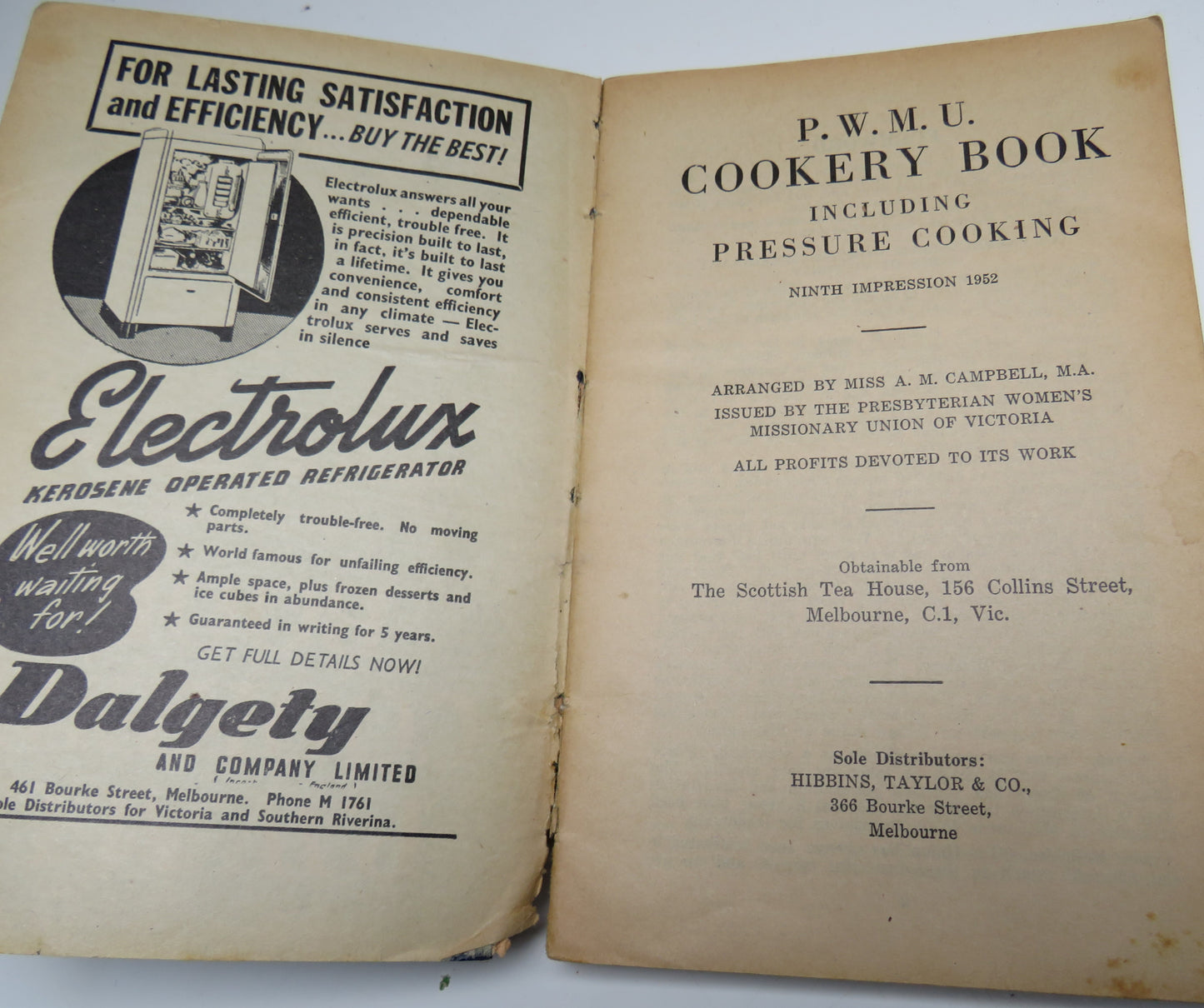 P.W.M.U Cookery Book Including Pressure Cooking 1952 - Cook Book