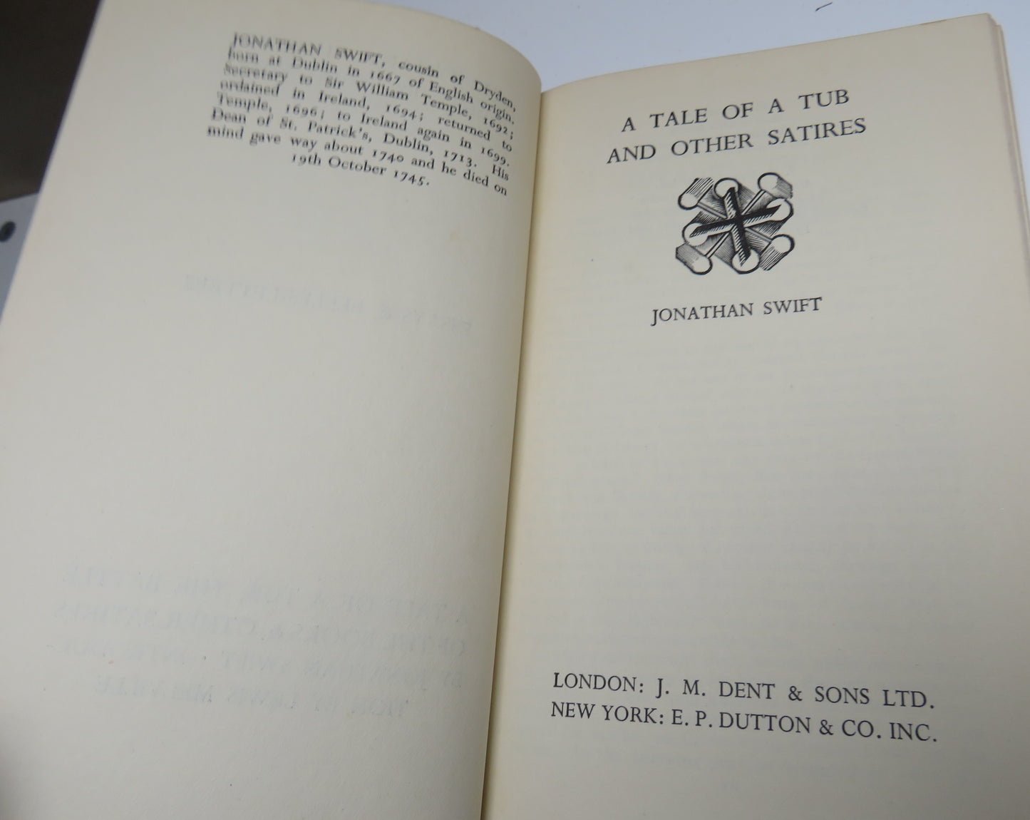 A Tale Of A Tub And Other Satires By Jonathan Swift 1937