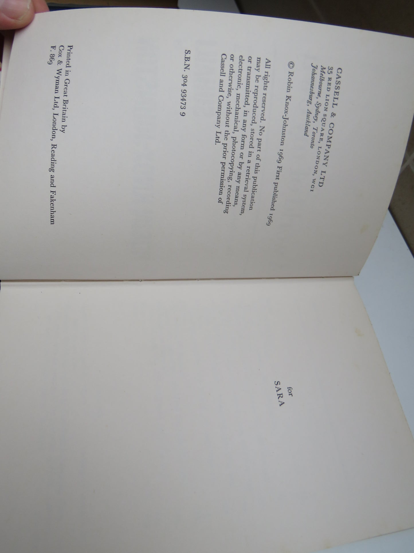 A World Of My Own A Single-Handed, Non Stop Circumnavigation of the World In Suhaili By Robin Knox-Johnston 1969