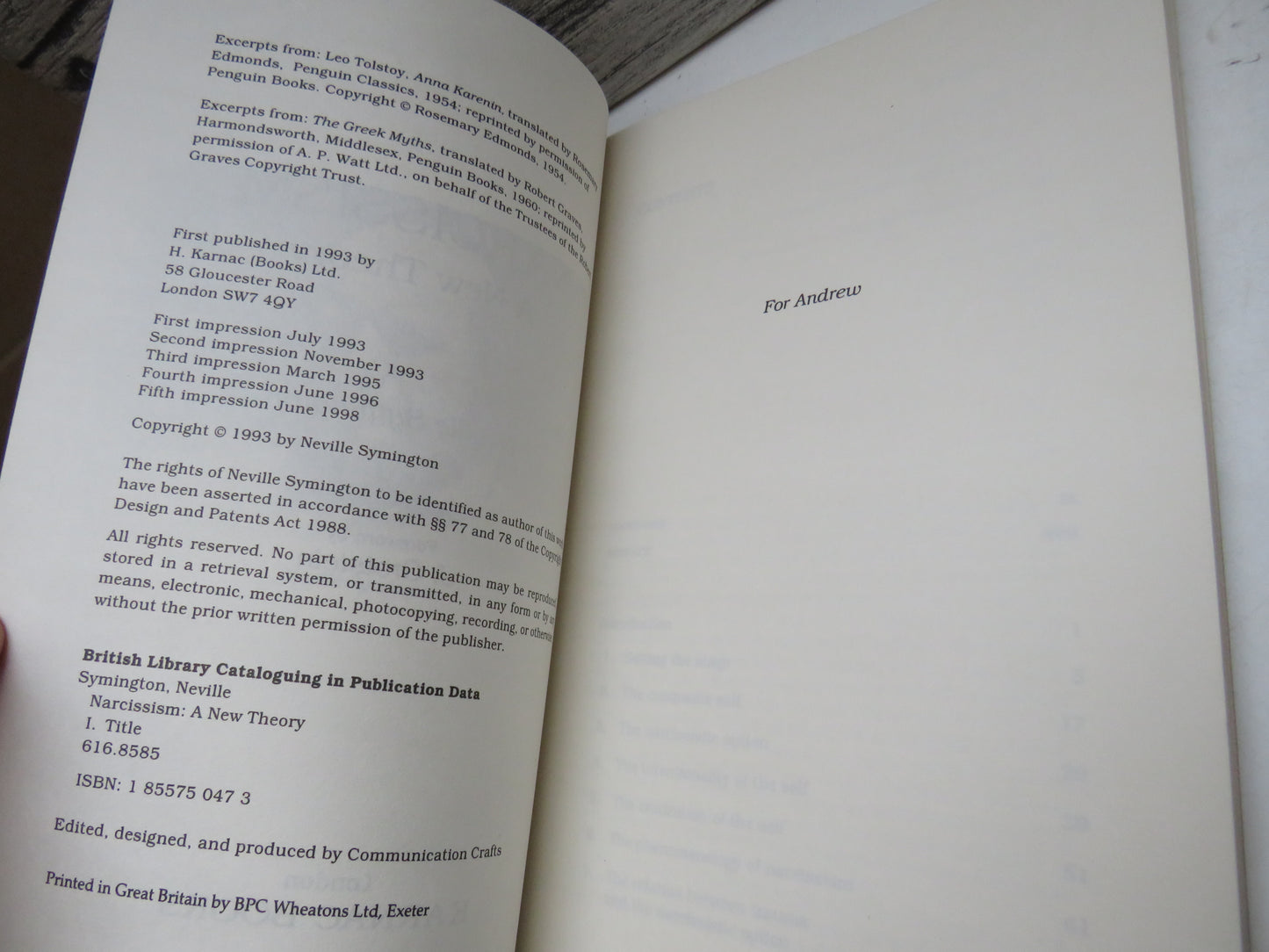 Narcissism A New Theory By Neville Symington 1998