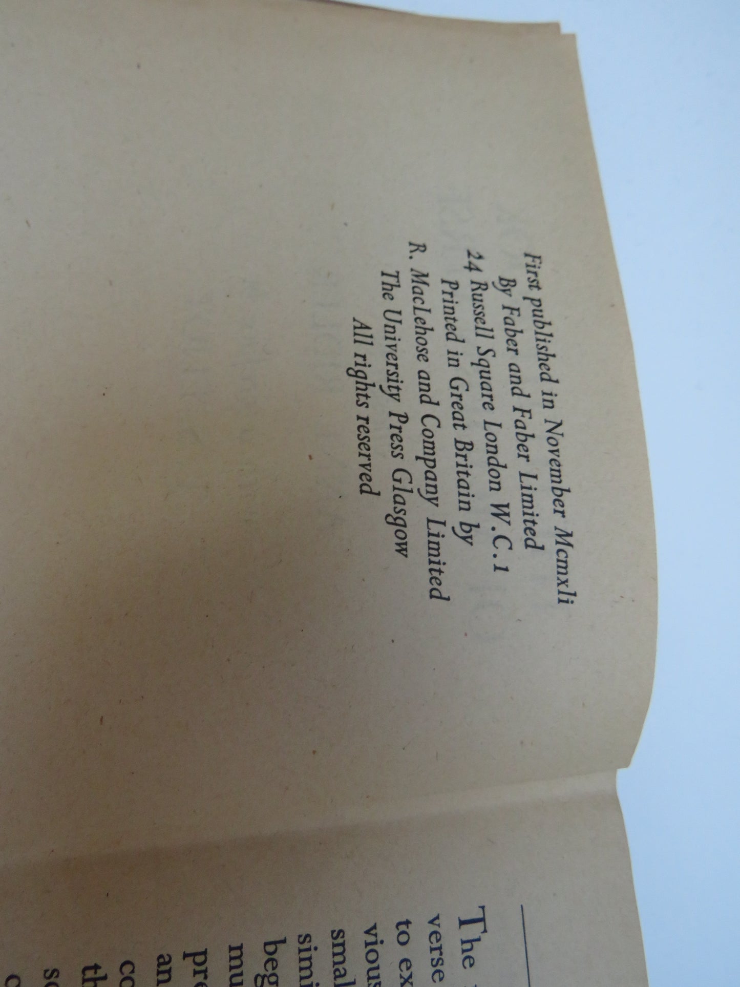 The Little Book of Modern Verse Chosen By Anne Ridler 1941