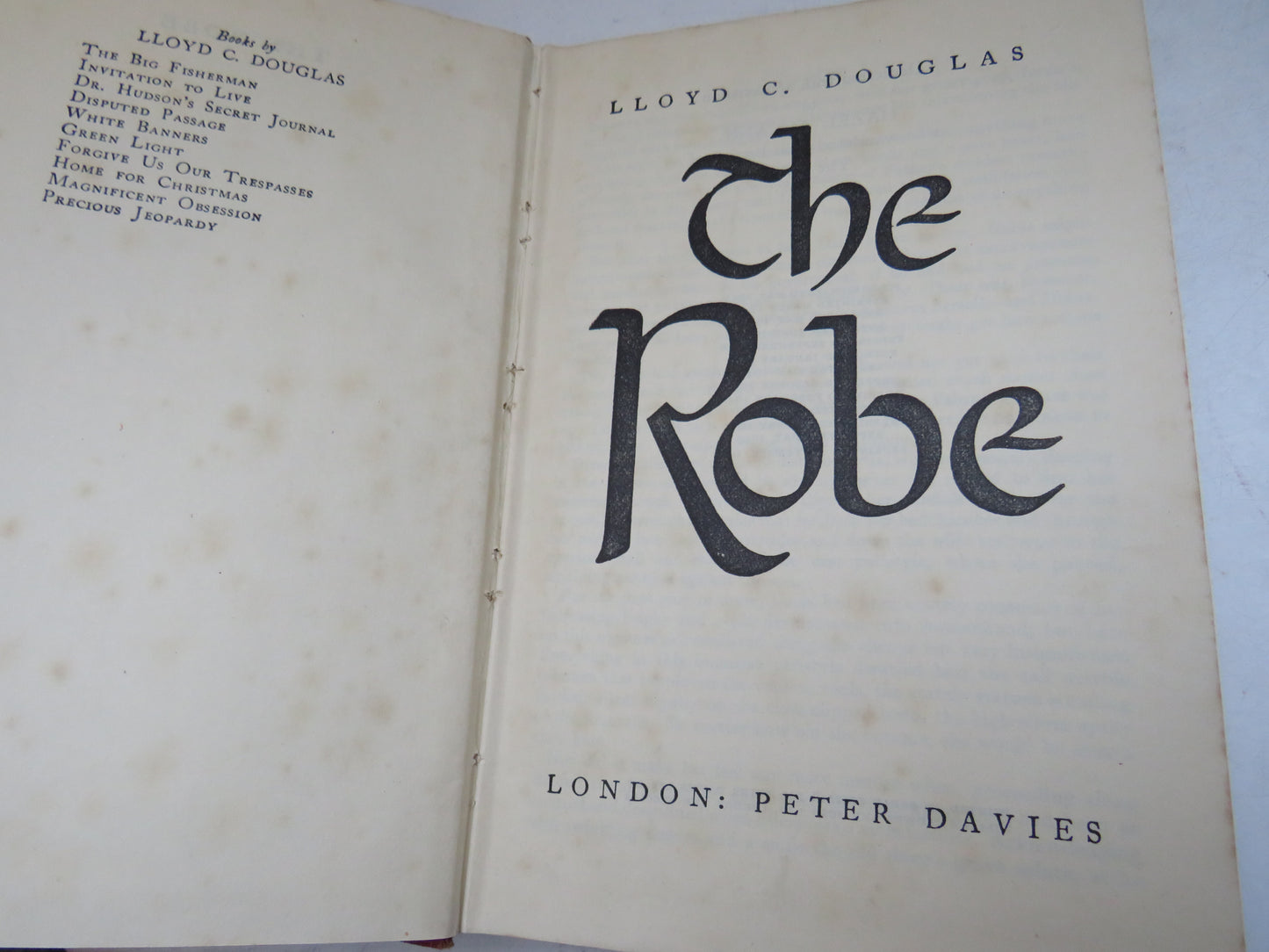 The Robe by Lloyd C. Douglas 1949 (Vintage Historical Novel)