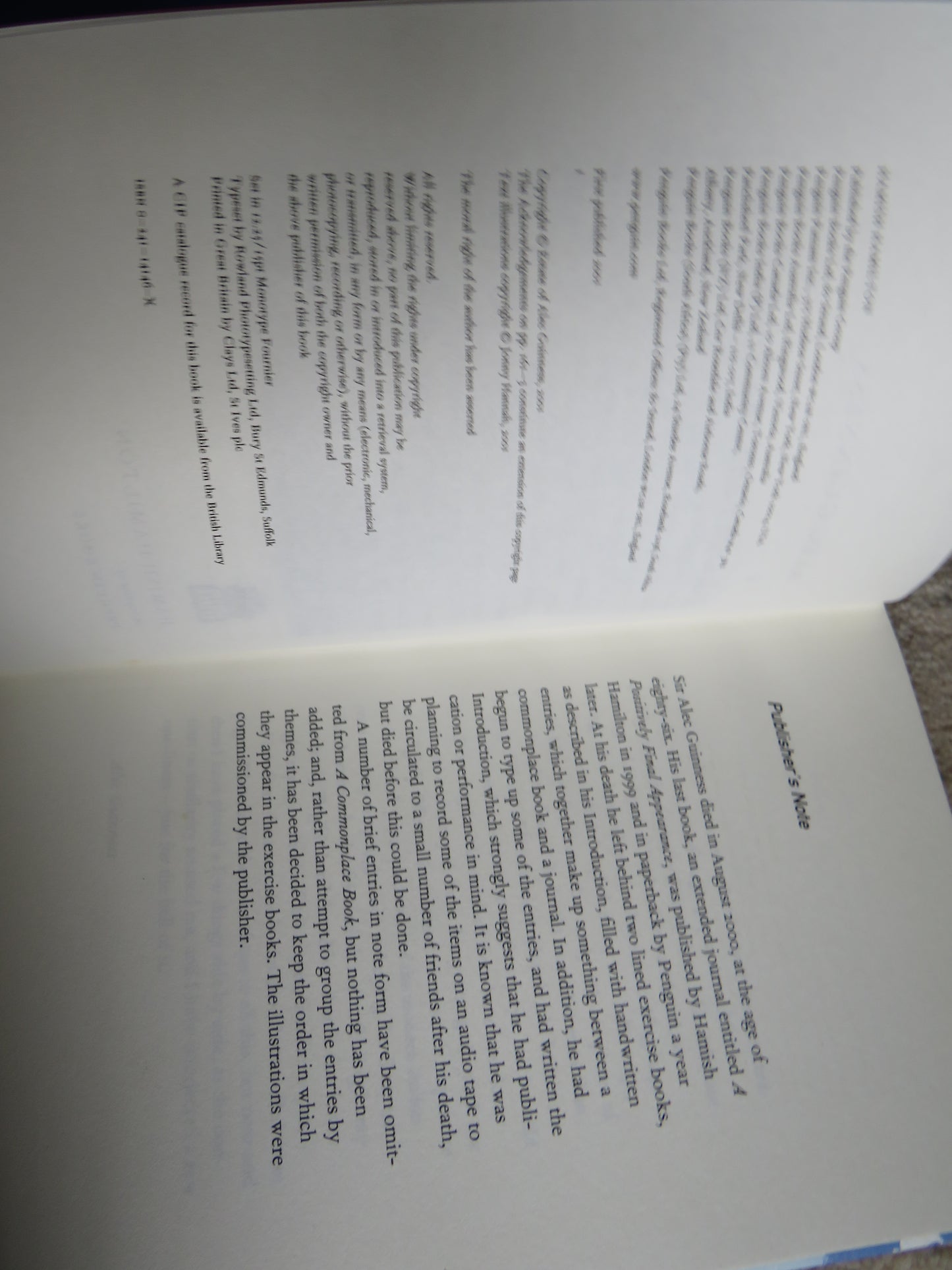 A Commonplace Book By Alec Guinness 2001