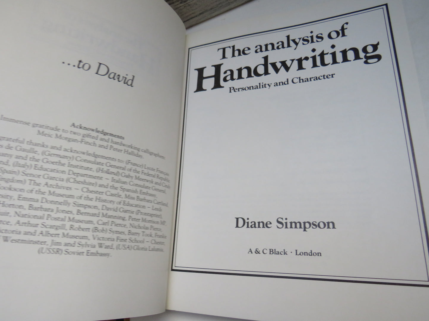 The Analysis of Handwriting Personality and Character By Diane Simpson 1985