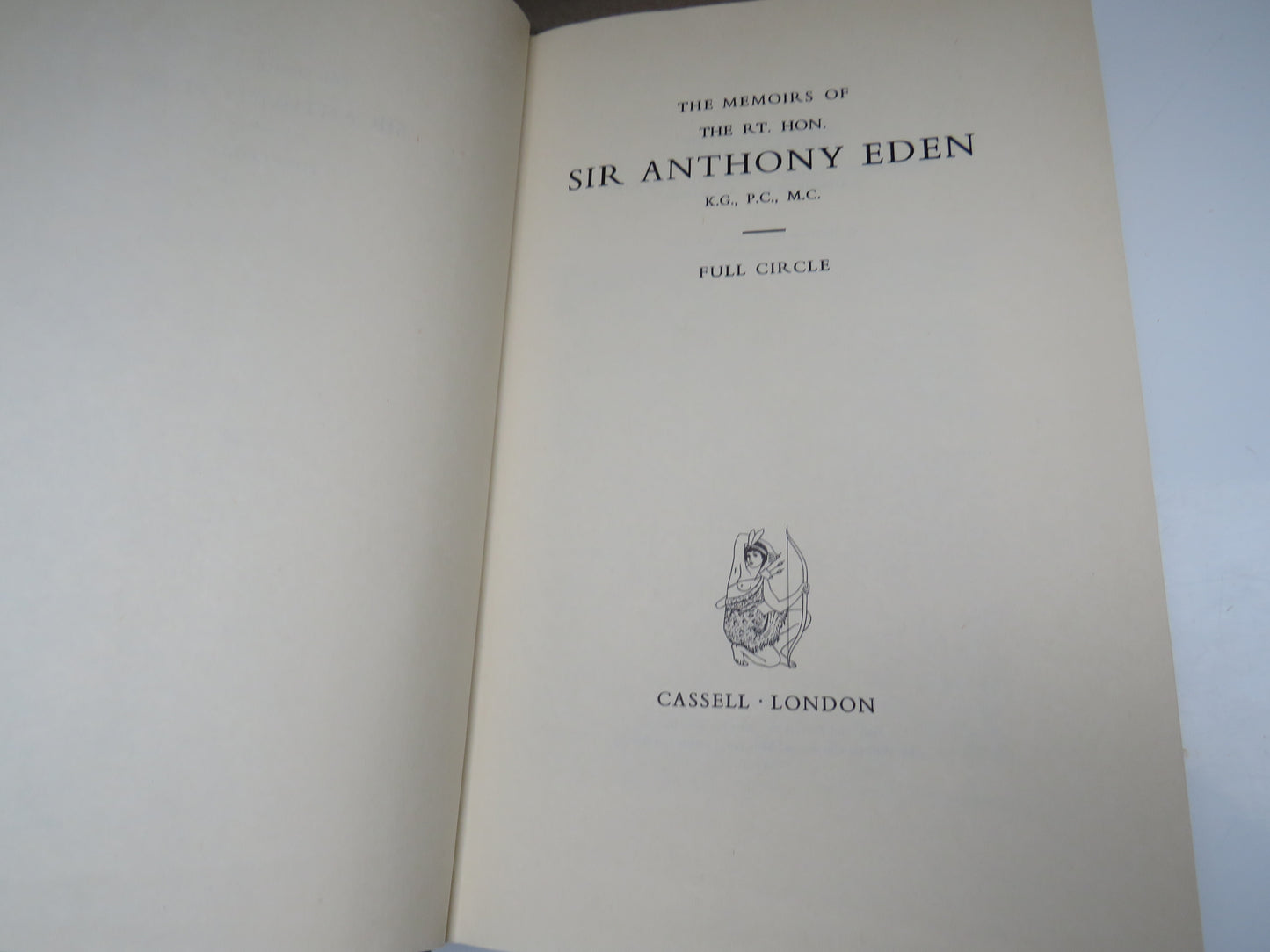 The Memoirs of The RT. Hon. Sir Anthony Eden Full Circle 1960