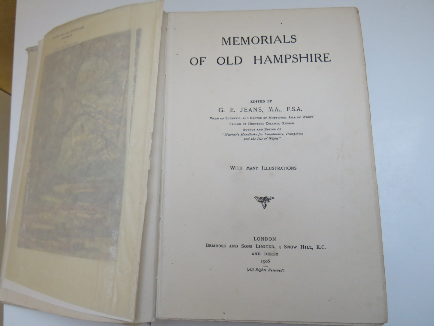 Memorials of Old Hampshire Edited By G. E. Jeans 1906