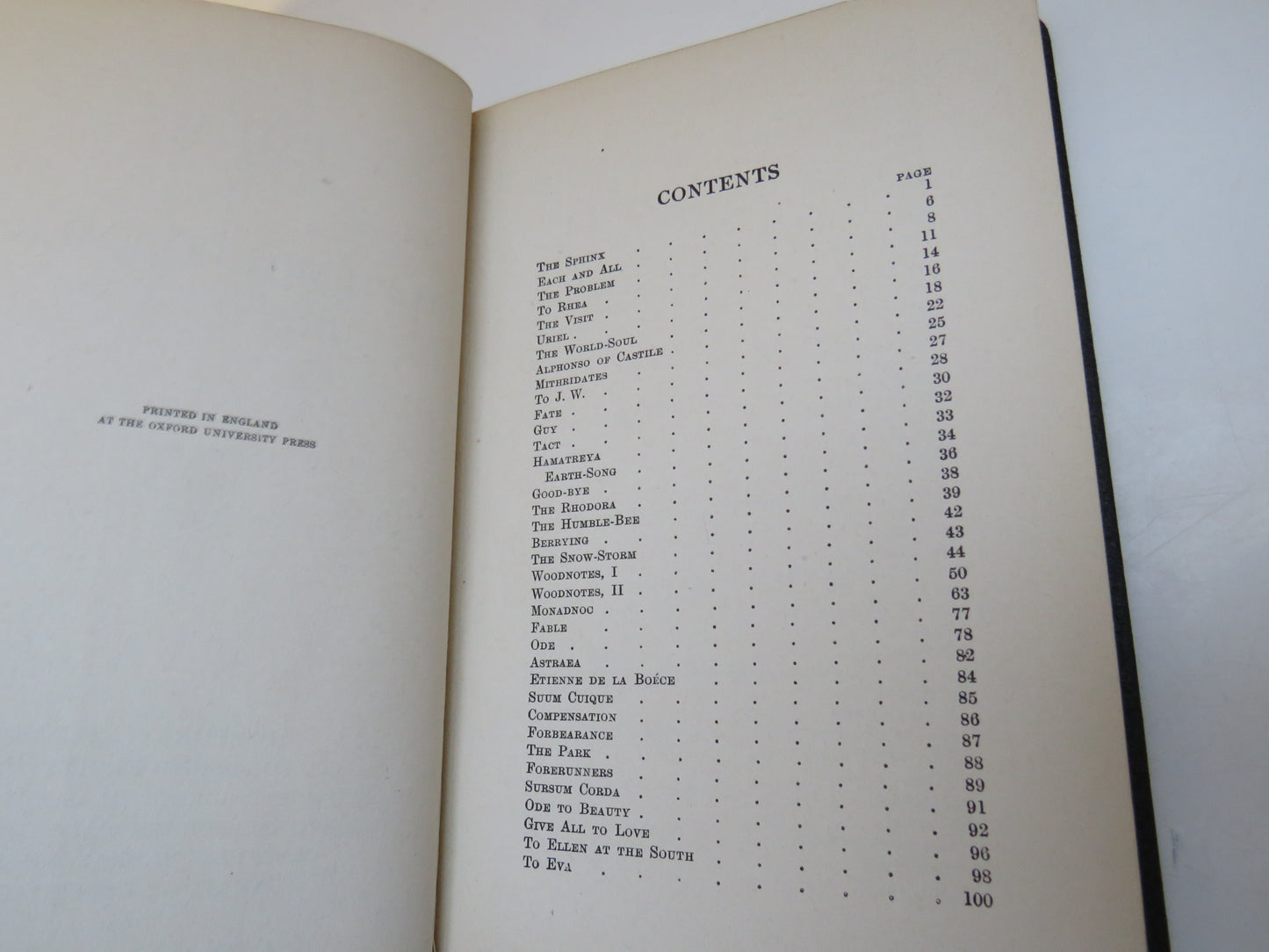 Poems Of Ralph Waldo Emerson 1921 Oxford Edition