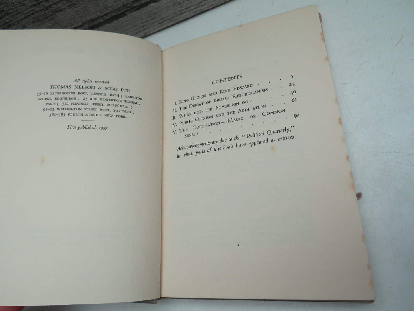 The Magic of Monarchy By Kingsley Martin 1937