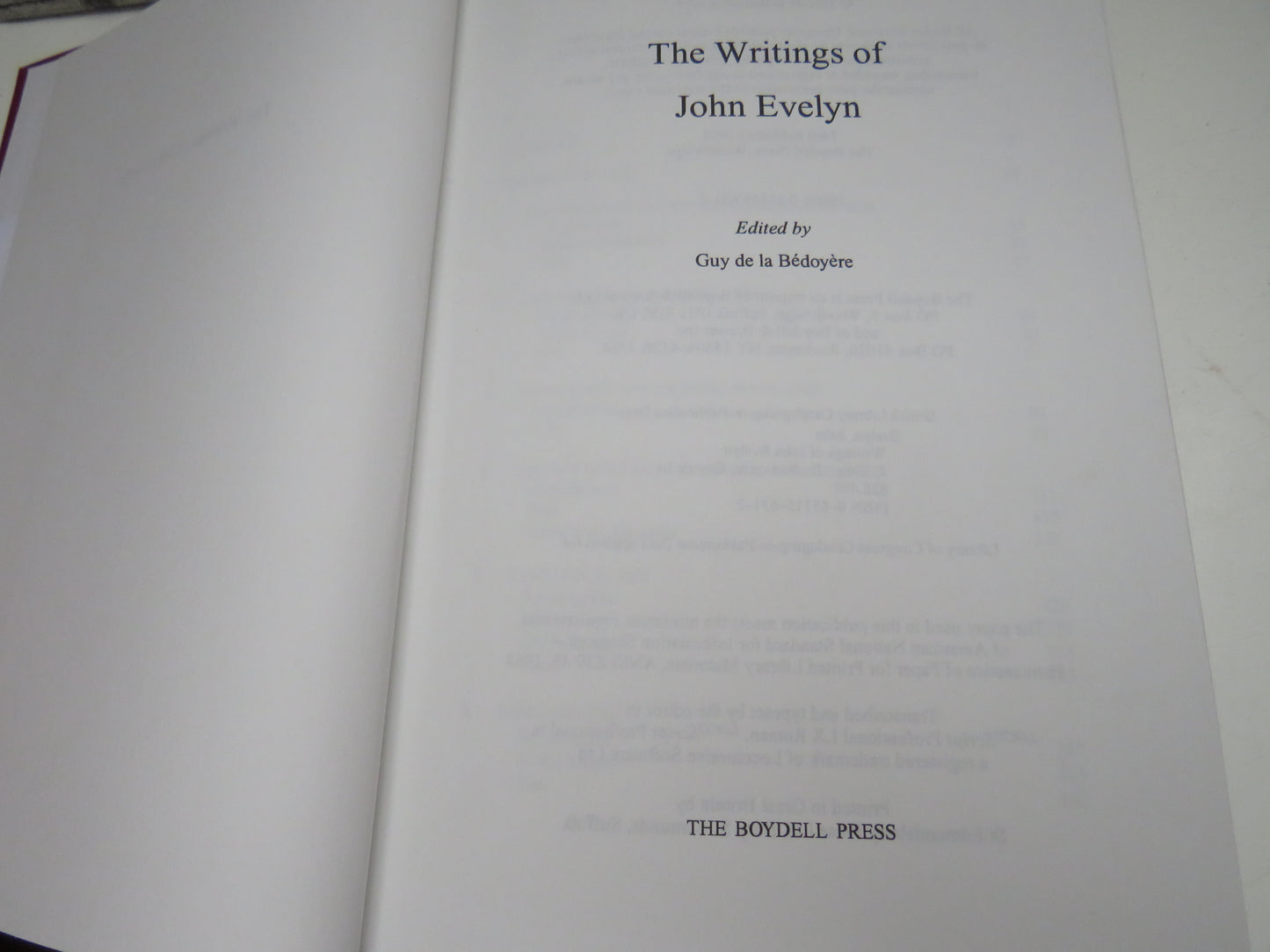 The Writings of John Evelyn edited by Guy de la Bedoyere, 1995, First Edition