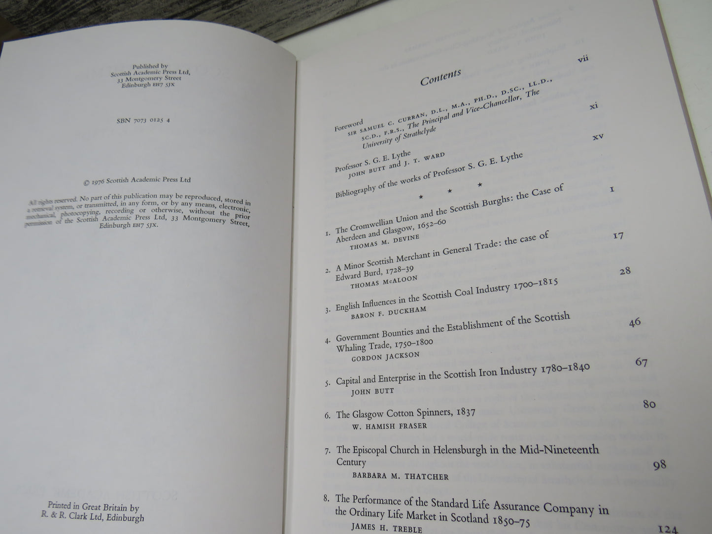 Scottish Themes, Essays in honour of Professor S. G. E. Lythe, edited by John Butt & J. T. Ward, 1976
