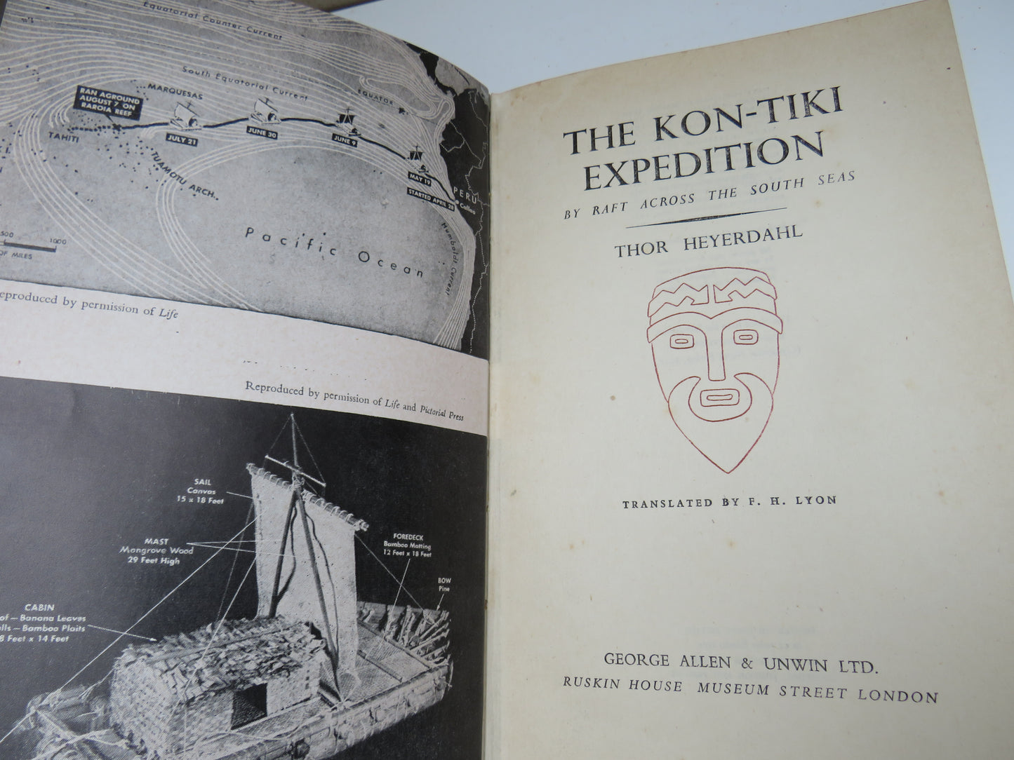 The Kon-Tiki Expedition By Raft Across The South Seas By Thor Heyerdahl Translated By F.H. Lyon 1951