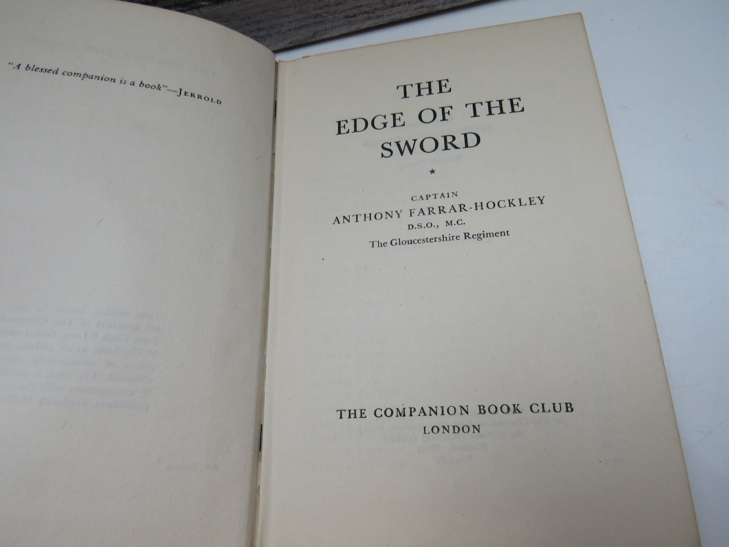 The Edge of the Sword by Captain Anthony Farrar-Hockley, 1955