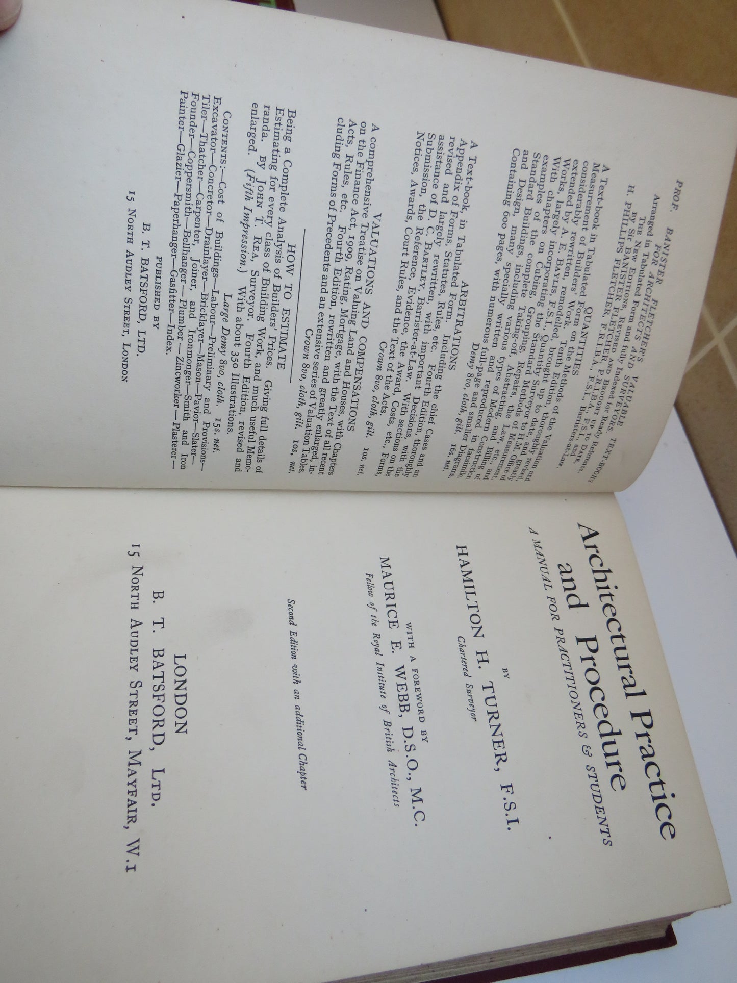 Architectural Practice and Procedure A Manual For Practitioners & Students By Hamilton H. Turner 1931