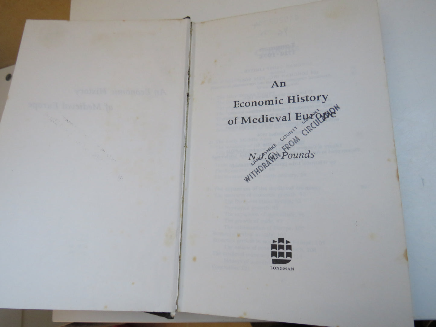 An Economic History of Medieval Europe By N. J. G. Pounds 1974