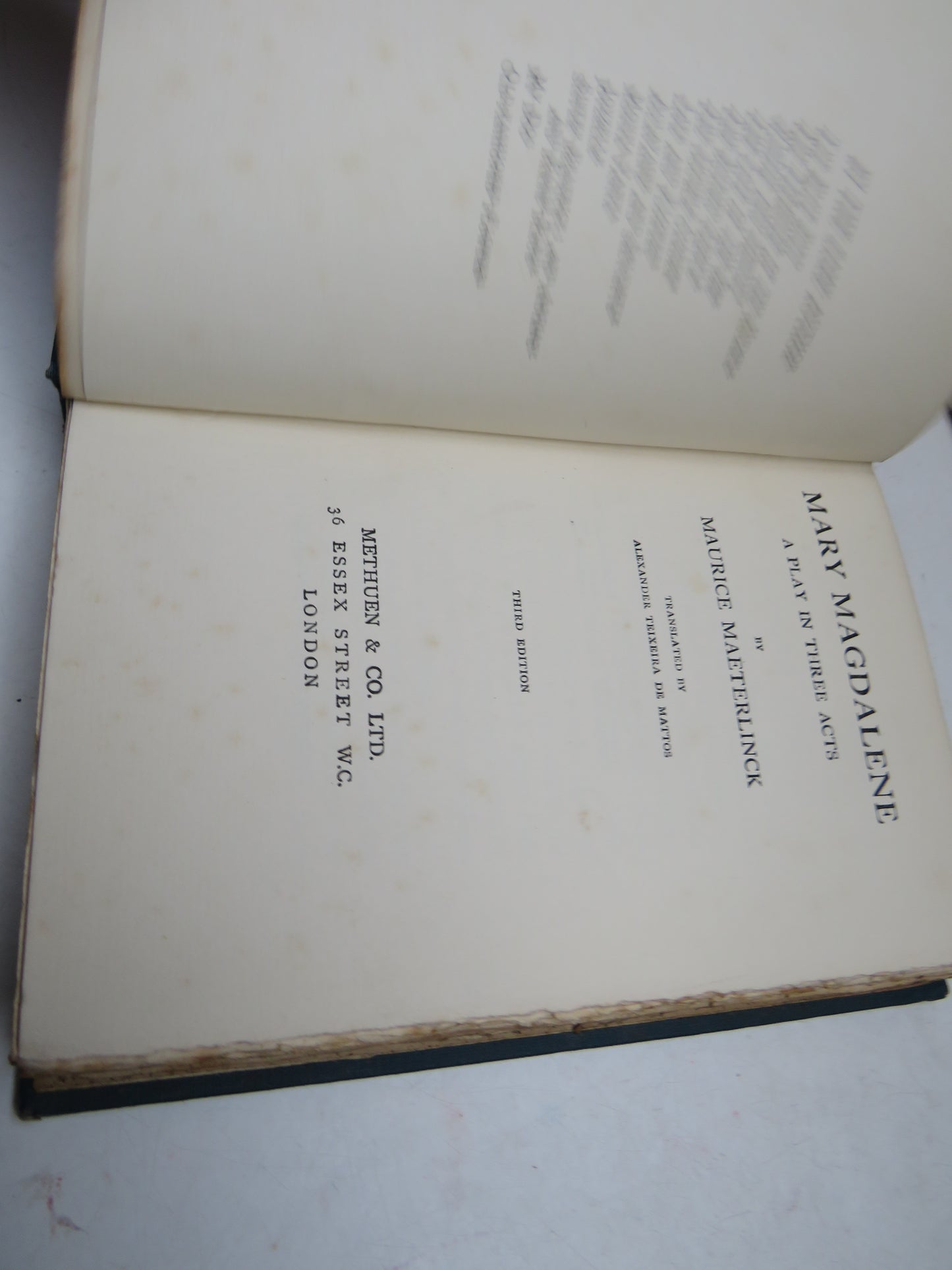 Mary Magdalene A Play In Three Acts By Maurice Maeterlinck Translated By Alexander Teixeira De Mattos 1911