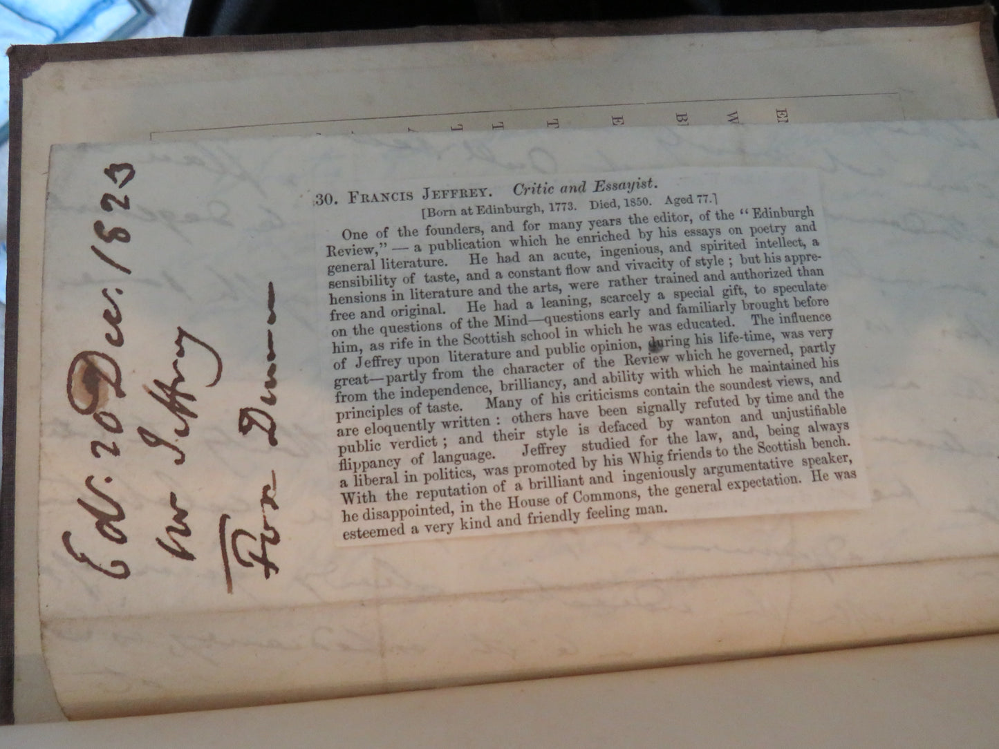 Life of Lord Jeffrey With A Selection From His Correspondence By Lord Cockburn 1852