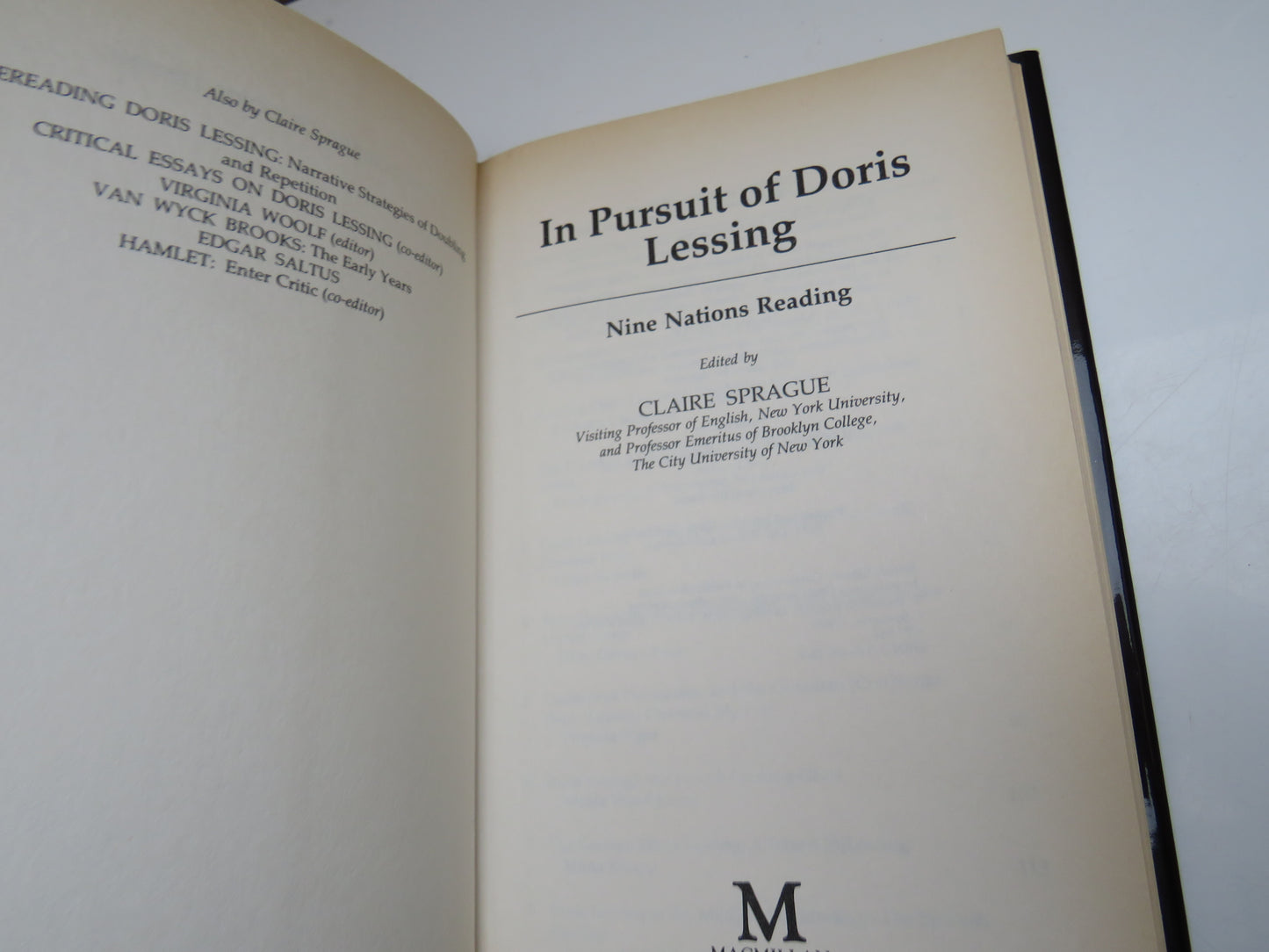 In Pursuit of Doris Lessing, Edited by Claire Sprague, 1990