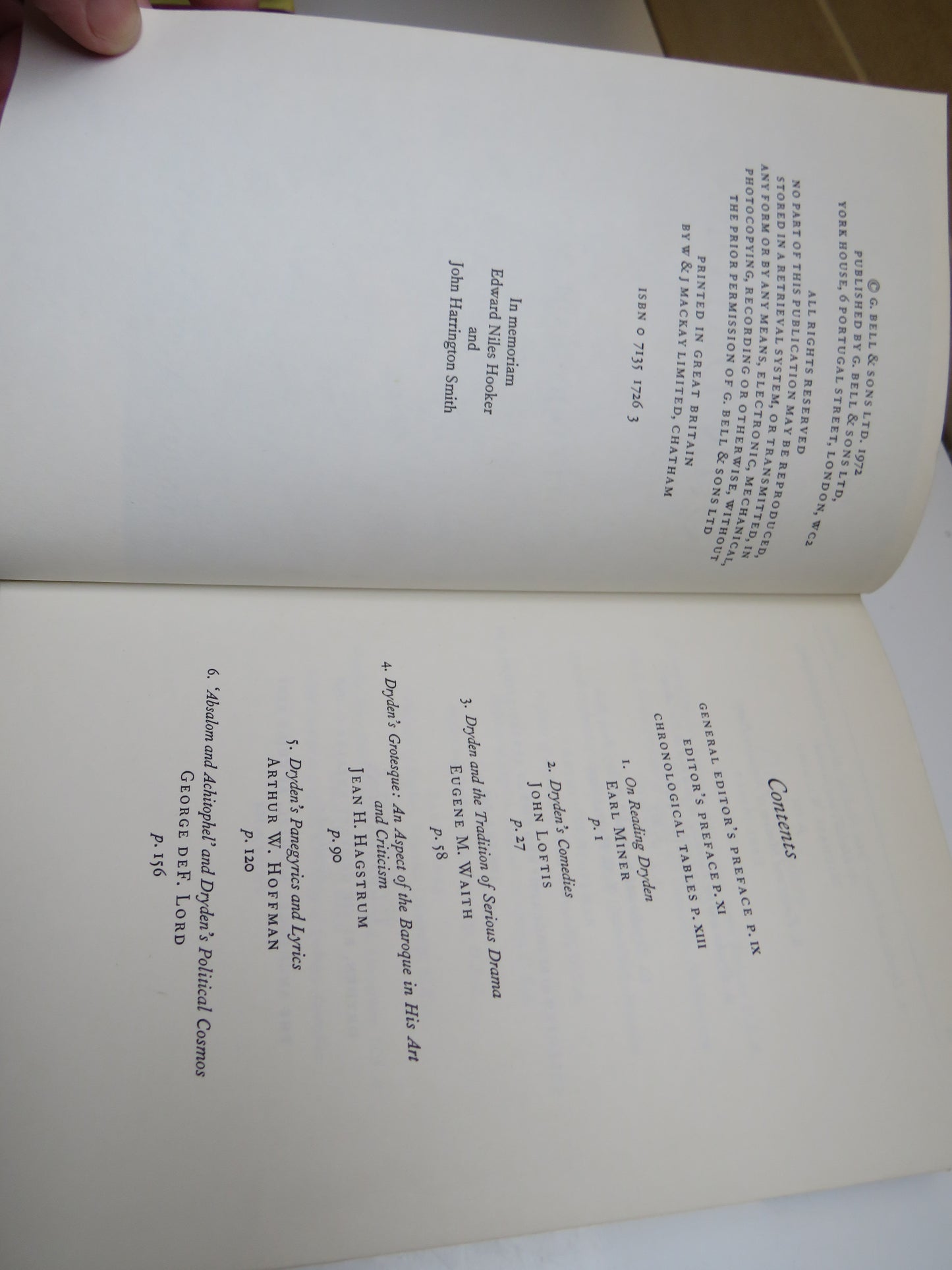 Writers and their Background: John Dryden, Edited by Earl Miner, 1972