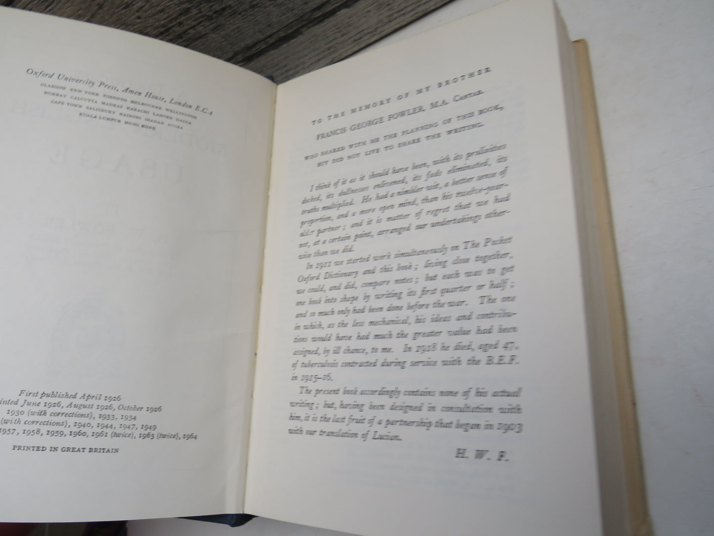 A Dictionary of Modern English Usage By H.W. Fowler 1964