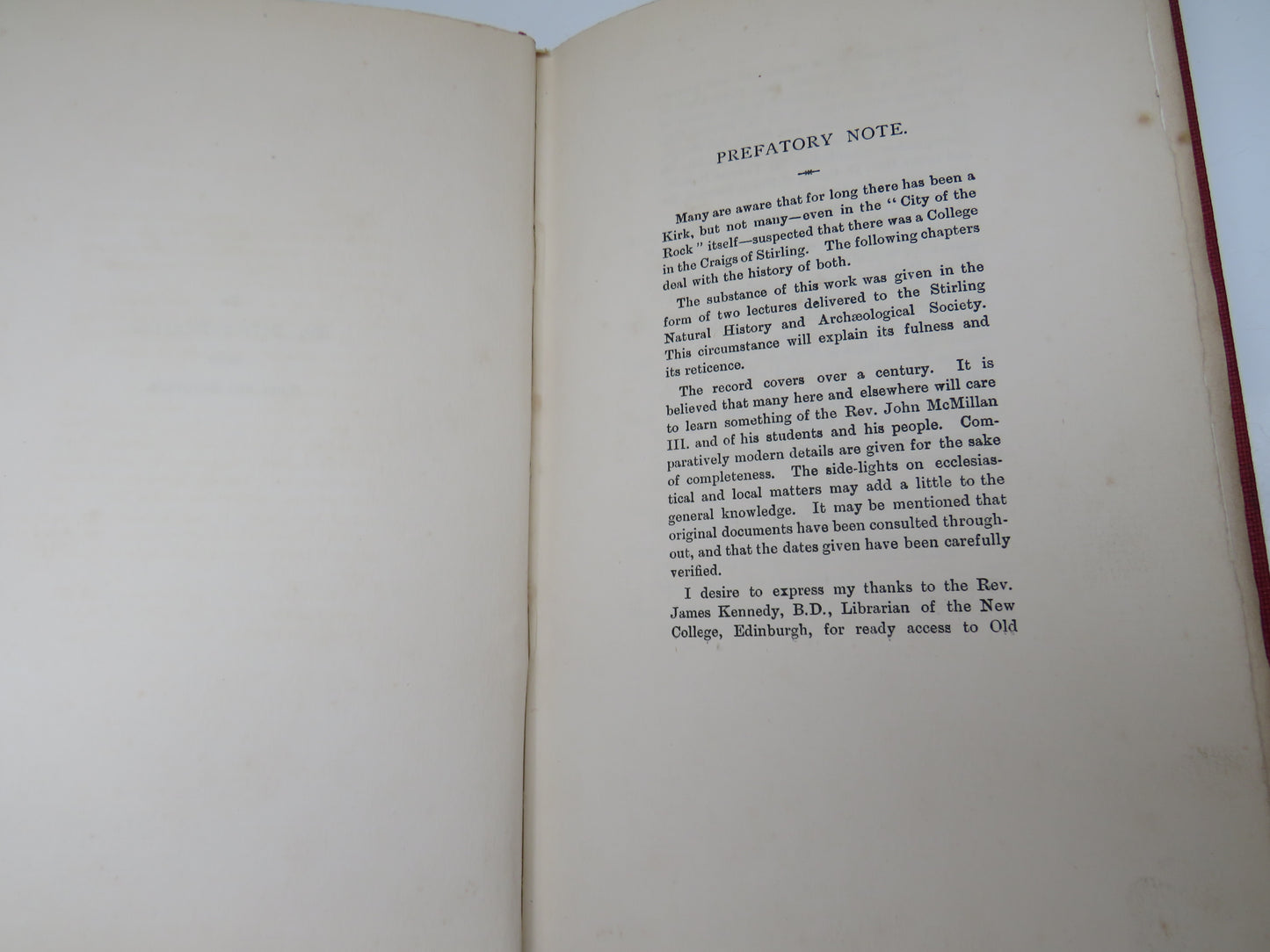A Kirk and a College In The Craigs of Stirling By The Rev D.D. Ormond 1897
