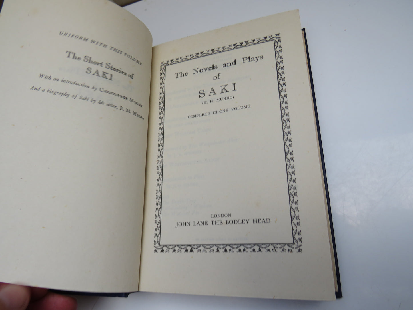 The Novels and Plays of Saki (H. H. Munro) Complete in One Volume, 1941