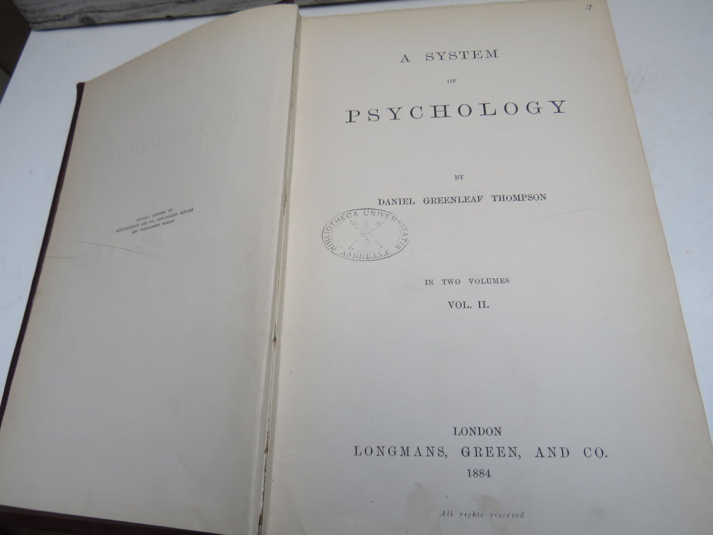 A System of Psychology by Daniel Greenleaf Thompson, Volume II, 1884