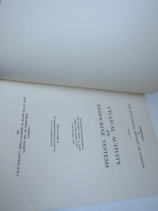 Cyclical Activity In Endocrine Systems 1960 Symposia of The Zoological Society of London