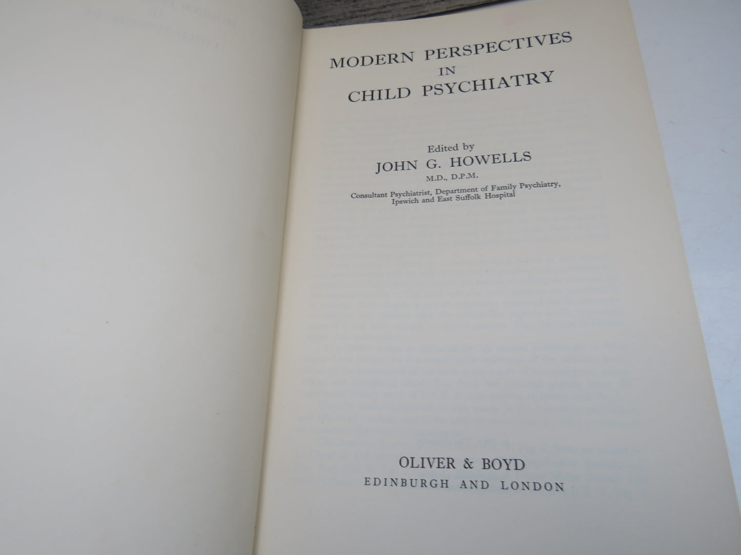 Modern Perspectives in Child Psychiatry, edited by John G. Howells, 1965