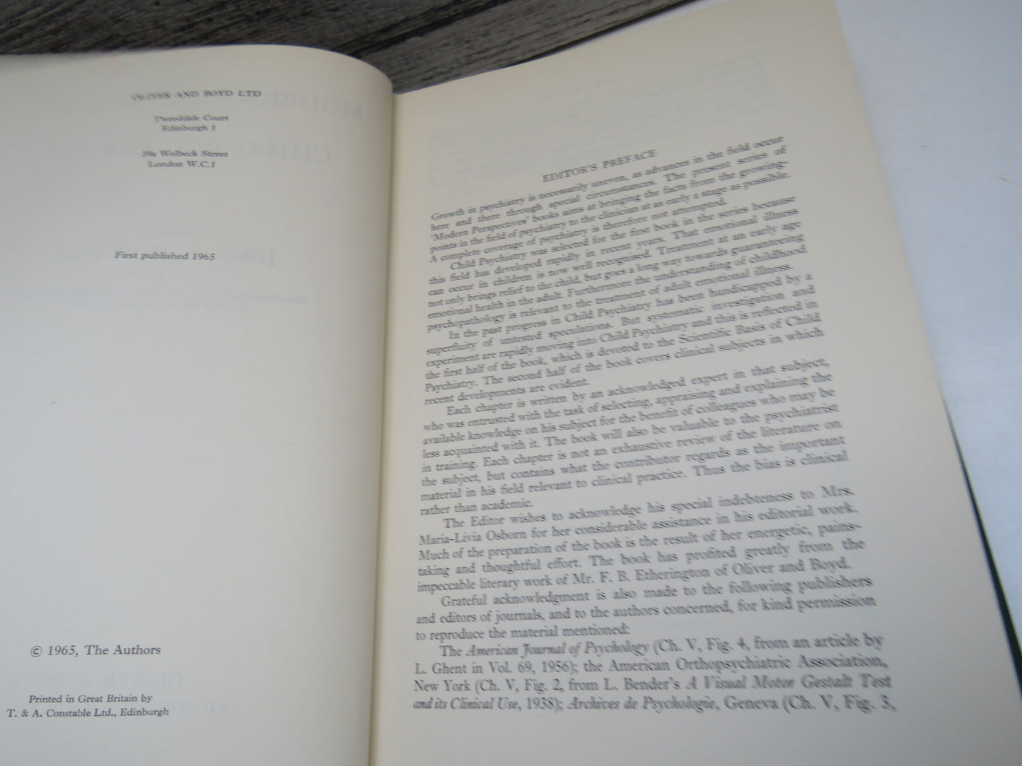Modern Perspectives in Child Psychiatry, edited by John G. Howells, 1965