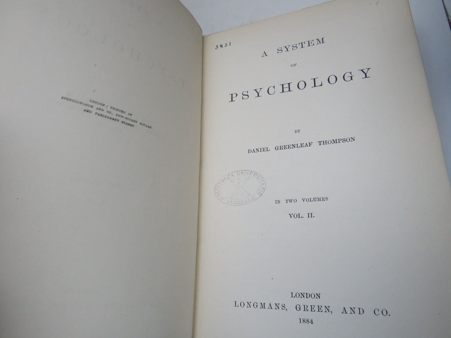 A System of Psychology by Daniel Greenleaf Thompson, 1884, 2 Volume Set