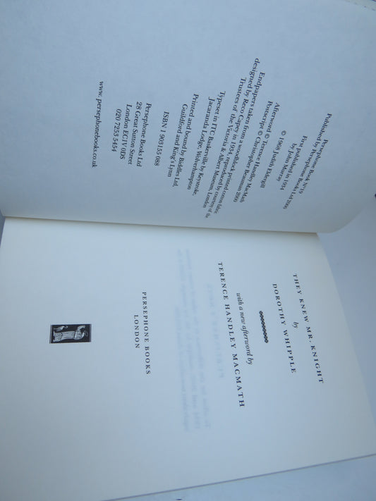 They Knew Mr. Knight By Dorothy Whipple 2000