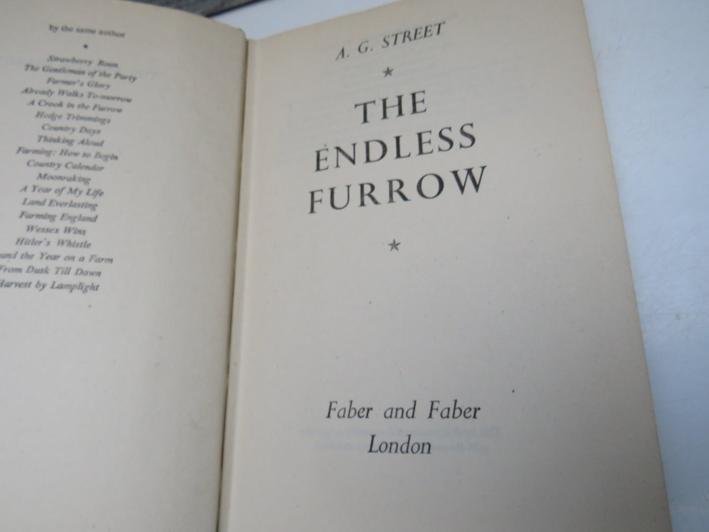 The Endless Furrow By A. G. Street 1934