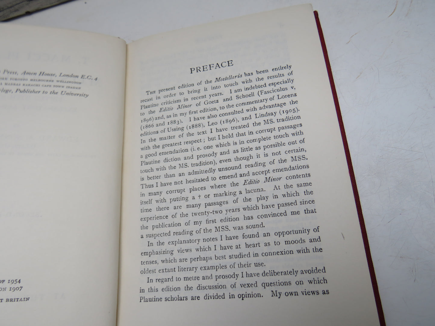 T. Macci Plavti Mostellaria Edited With Notes Explanatory and Critical By Edward A. Sonnenschein 1954