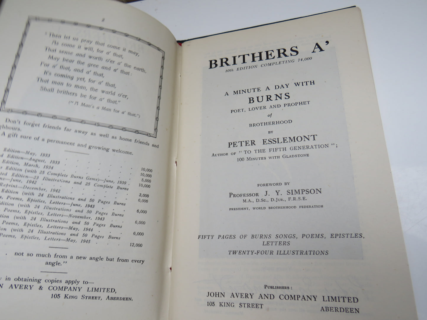 Brithers A', A Minute a Day with Burns by Peter Esslemont, 1945