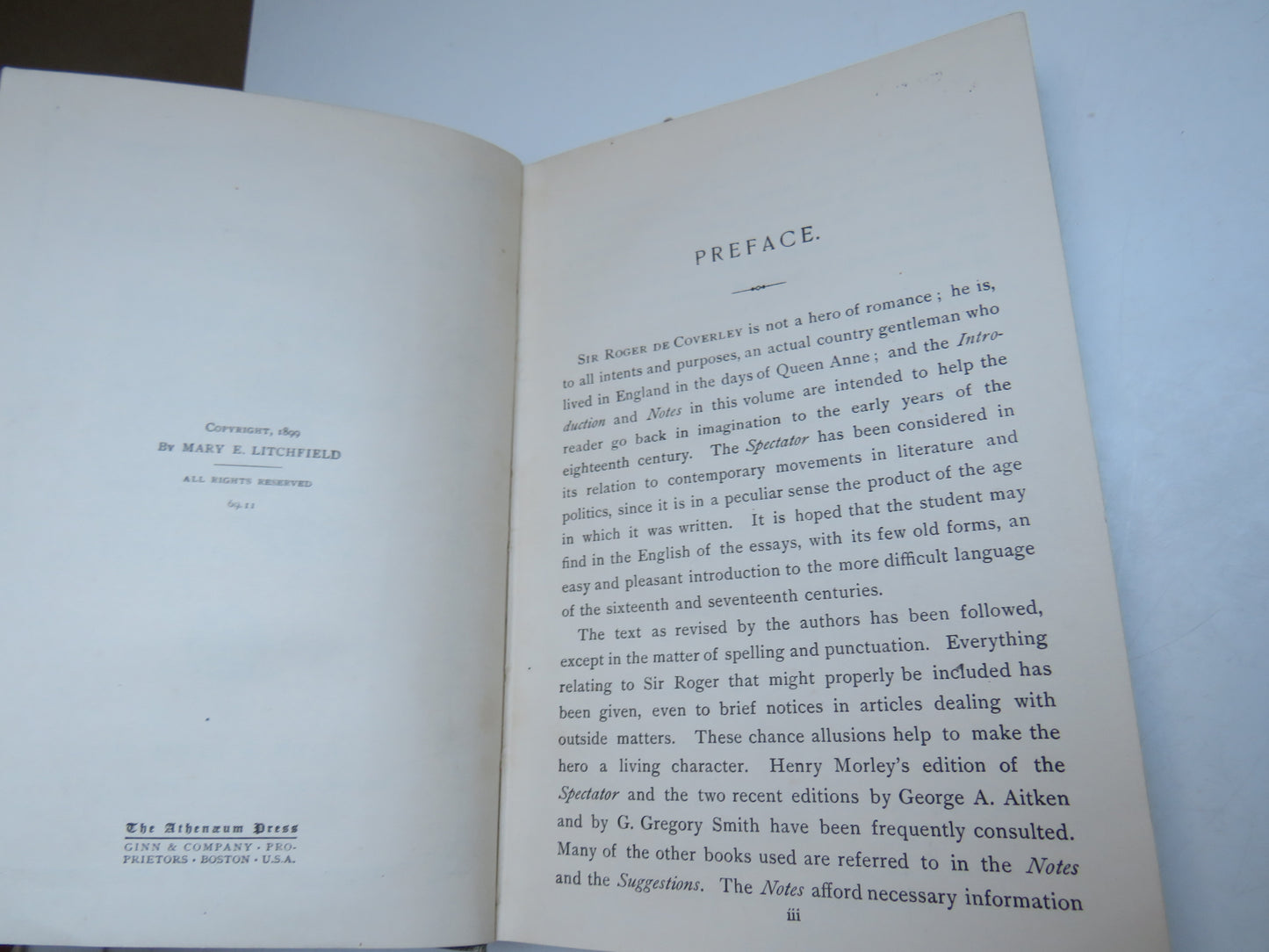 The Sir Roger Cloverley Papers From "The Spectator" By Mary E. Litchfield 1899