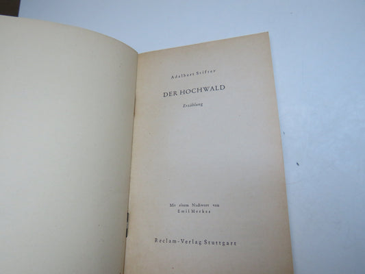 Der Hochwald Erzahlung By Adalbert Stifter 1956