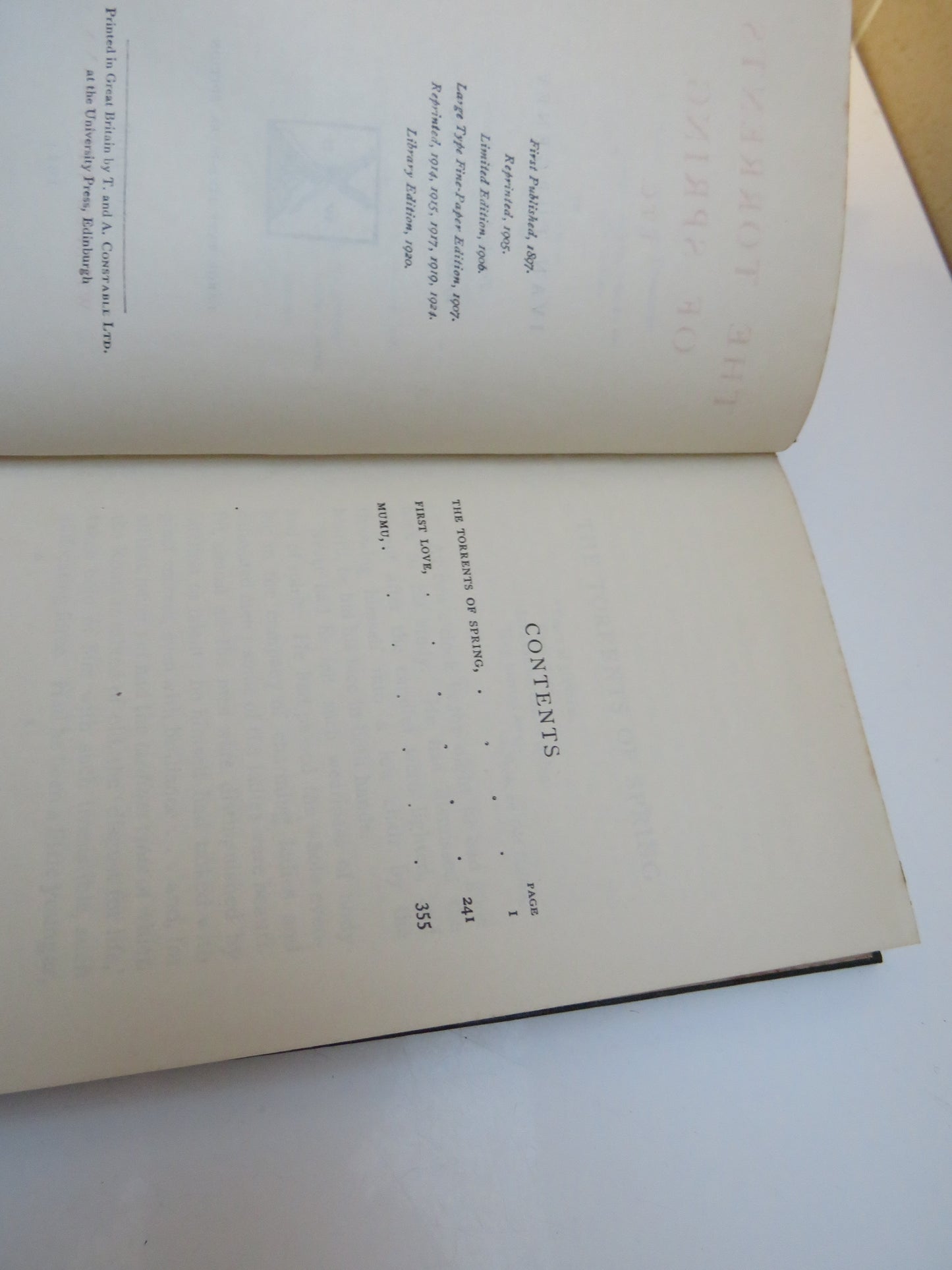 The Torrents of Spring Etc By Ivan Turgenev 1924