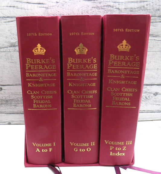 Burke's Peerage Baronetage & Knightage Clan Chiefs Scottish Feudal Barons 107th Edition 2003 Volume 1-3