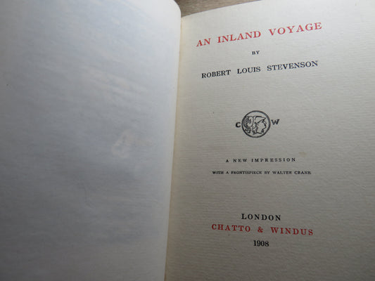 An Inland Voyage By Robert Louis Stevenson 1908