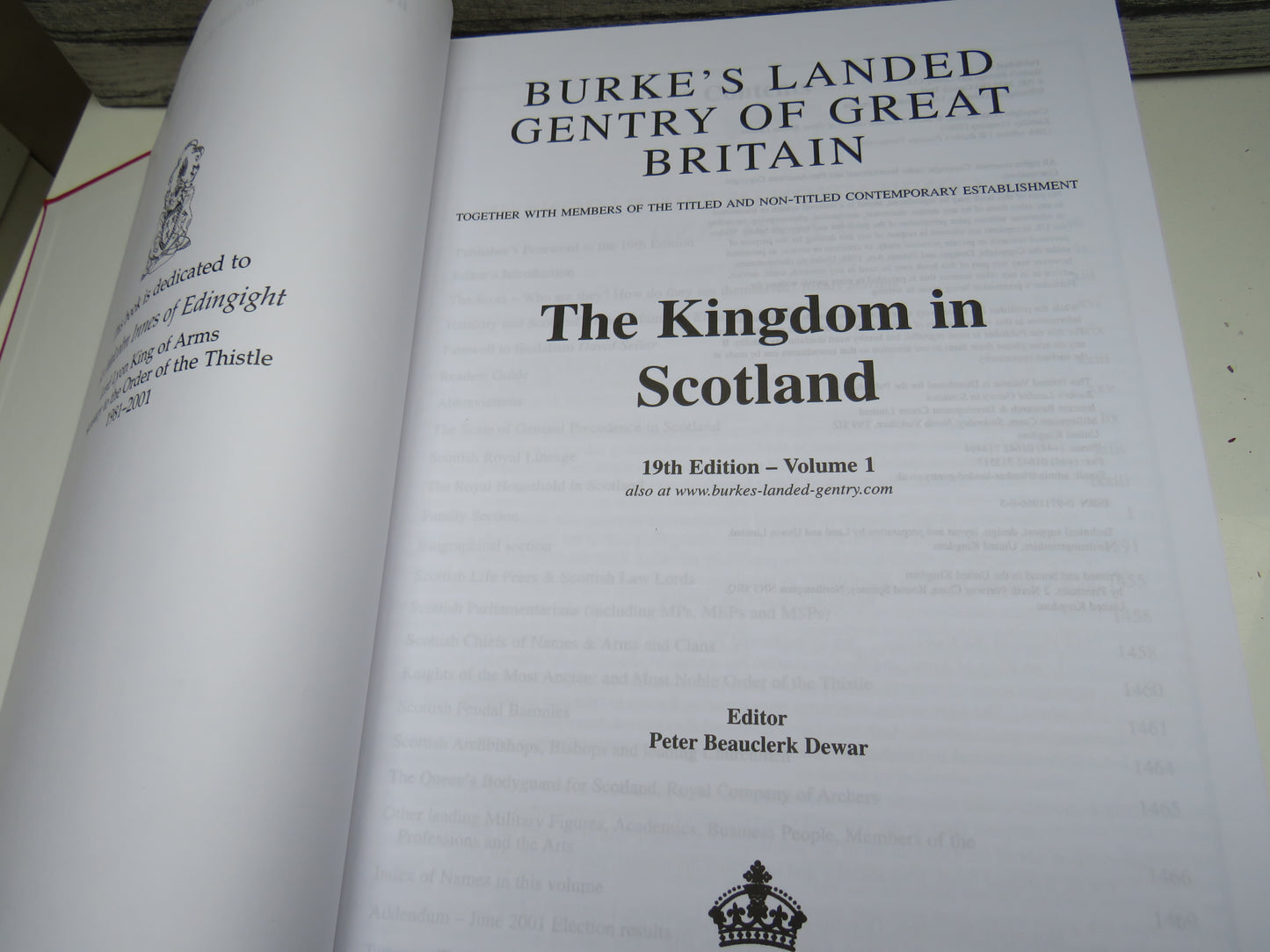 Burke's Landed Gentry of Great Britain The Kingdom of Scotland 19th Edition Volume 1 2001